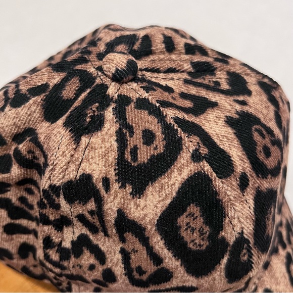 Nine West Leopard Corduroy Baseball Cap Hat Brown/Black - Picture 6 of 13